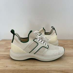 Tory Burch T-Sock Runner Knit Sneakers in White/Green